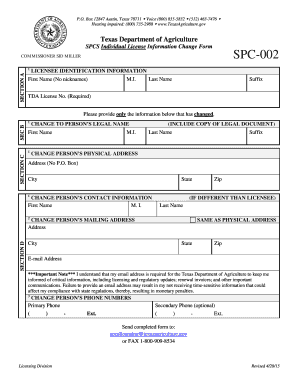 Texas Spc Spcs Agriculture  Form