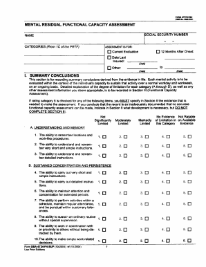 Residual Functional Capacity Chart  Form