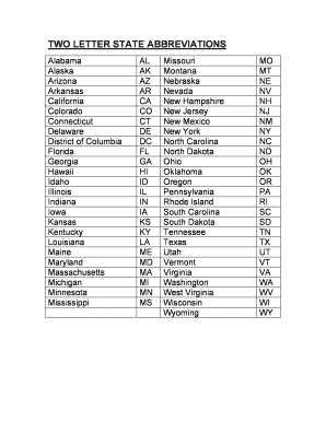 Indiana Abbreviation 2 Letter  Form