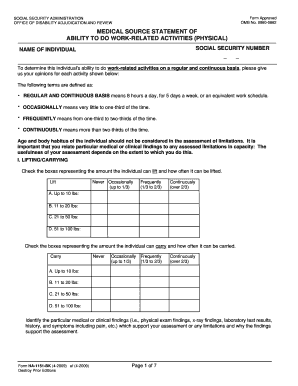 Medical Source Statement Example  Form