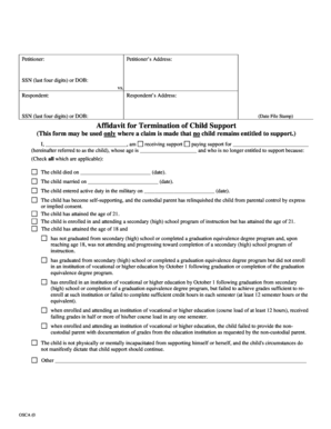 CS 95 Affidavit for Termination of Child Support Courts Mo  Form