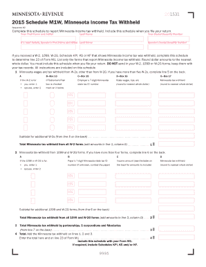 M1W, Minnesota Income Tax Withheld Revenue State Mn  Form