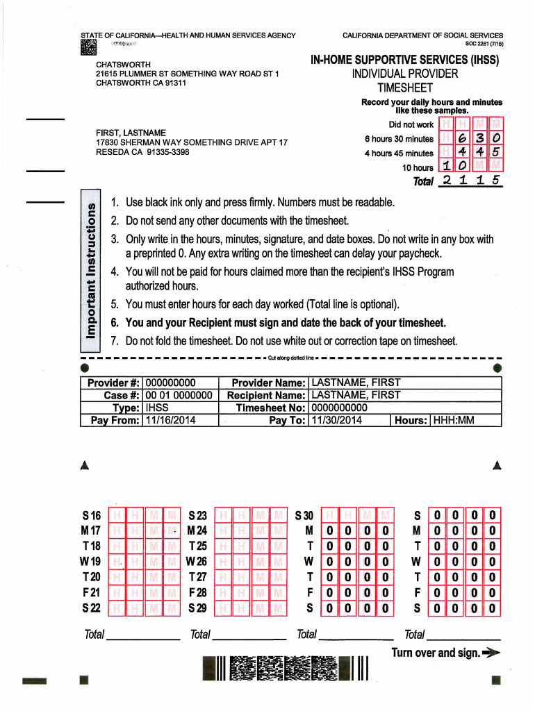  Ihss Timesheet PDF 2015-2024