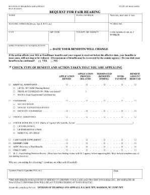 Request for a Hearing Dha Number California Form