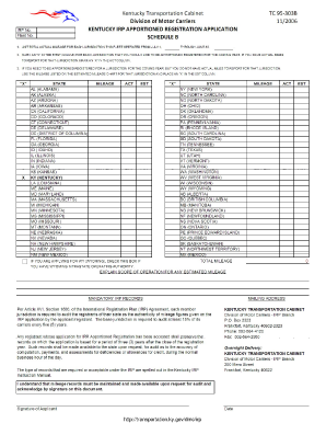  Kentucky Apportioned Form Tc 95 303 2006