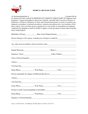 Stysa Medical Release Form