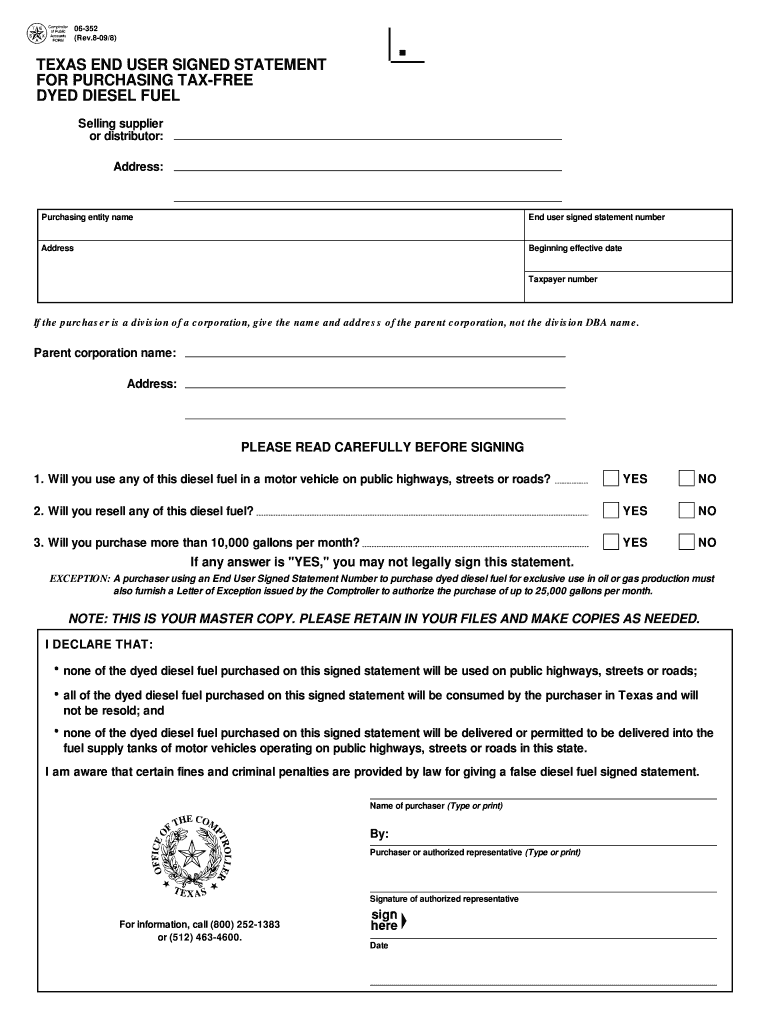 Texas End Statement  Form