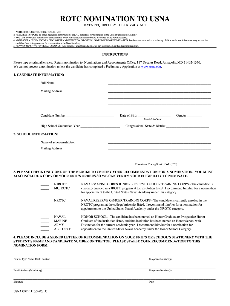 Nomination Usna  Form