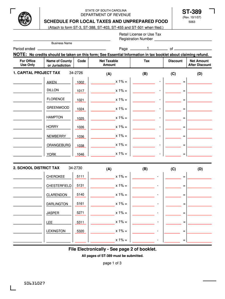  St389 Sc Fill in Form 2019