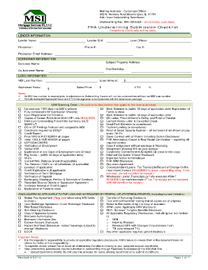 Mortgage Underwriting Checklist Template  Form