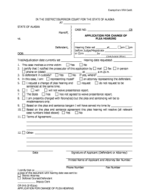 Cr 316 Application Change  Form