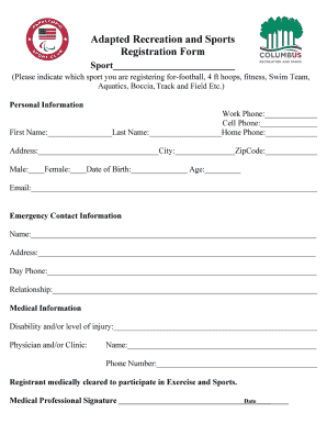 Sports Team Registration Form