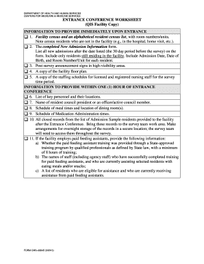 Cms Survey Entrance Checklist  Form