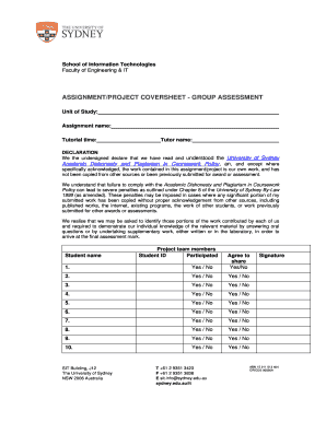  Usyd Cover Sheet 2006-2024