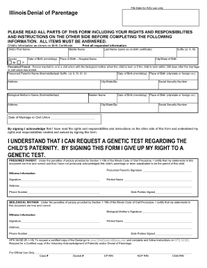 Illinois Denial of Paternity  Form