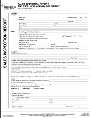 Sales Inspection Report  Form