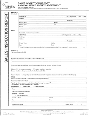 Sales Inspection Report  Form