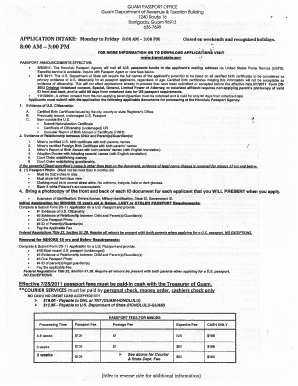 Guam Passport Application  Form