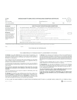 Massachusetts State M 4 Form