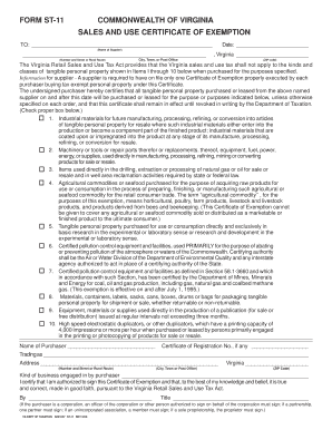 Virginia Sales Tax Exemption Form St 11