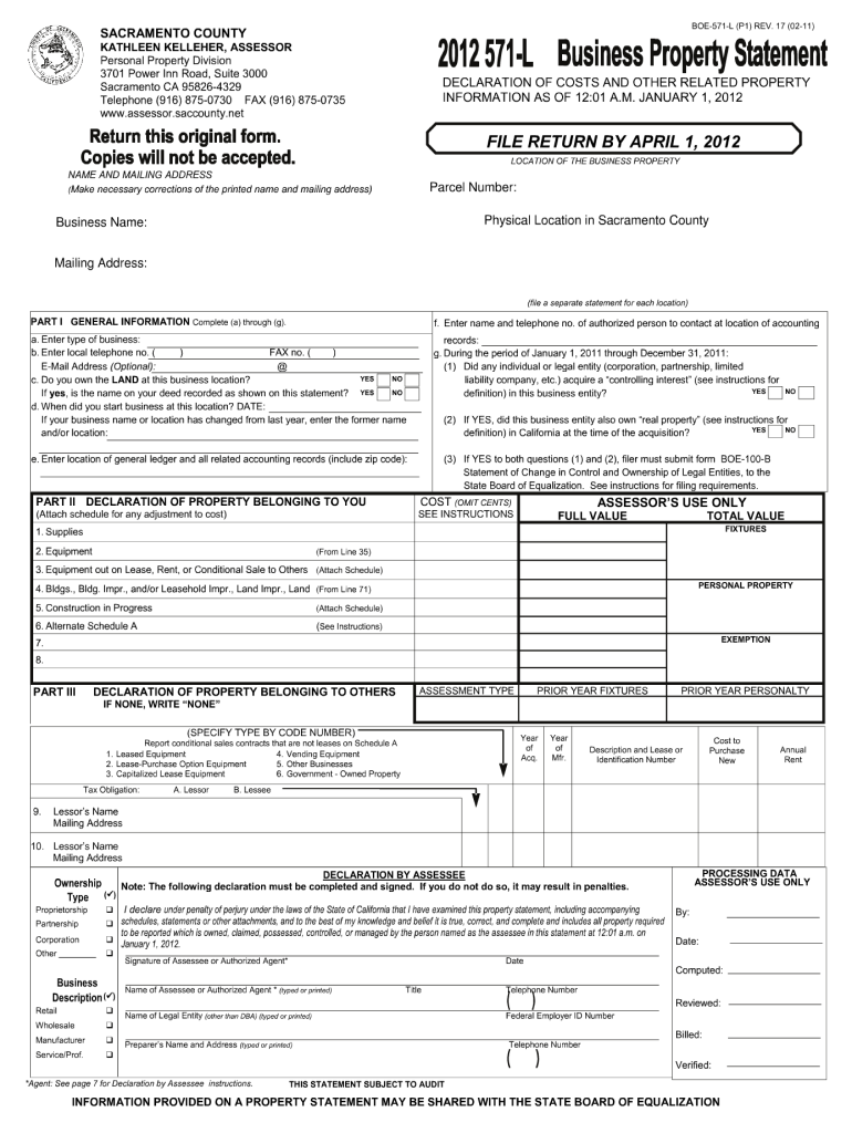 Boe 571 L P1 Rev 17 02 11 Form