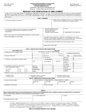 REQUEST for VERIFICATION of EMPLOYMENT Forms Forms Sc Egov Usda