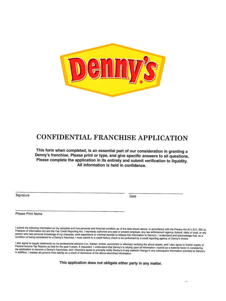 Denny's Application PDF  Form