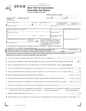 Form CT 3 SNew York S Corporation Franchise Tax Return Tax Ny