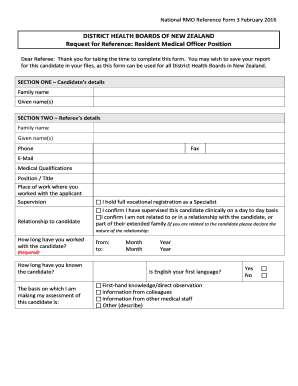 National Rmo Reference Form