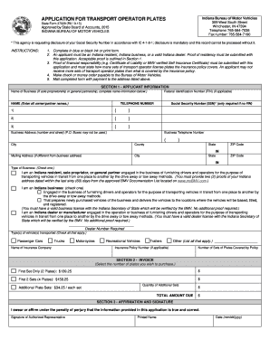 Indiana Bureau Motor Vehicles  Form