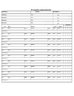 HPC Transportation1 LogDocumentation Sheet Dodd Ohio  Form