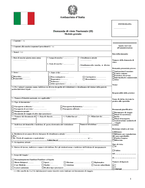 Formulario Visto Nazionale Ministero Degli Affari Esteri E Della