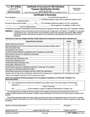 W 7 Coa  Form