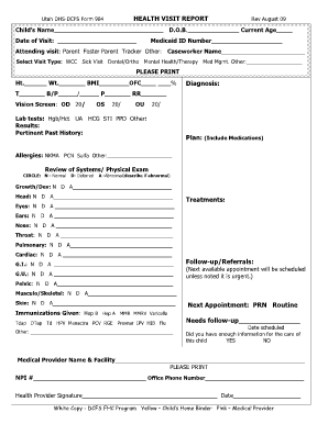 Health Visit Report Form