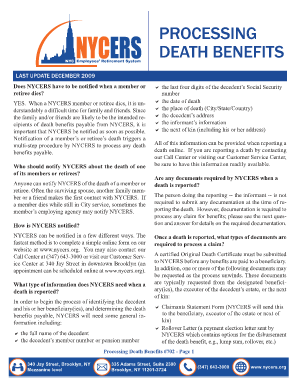 Processing Death Benefits NYCERS Nycers  Form
