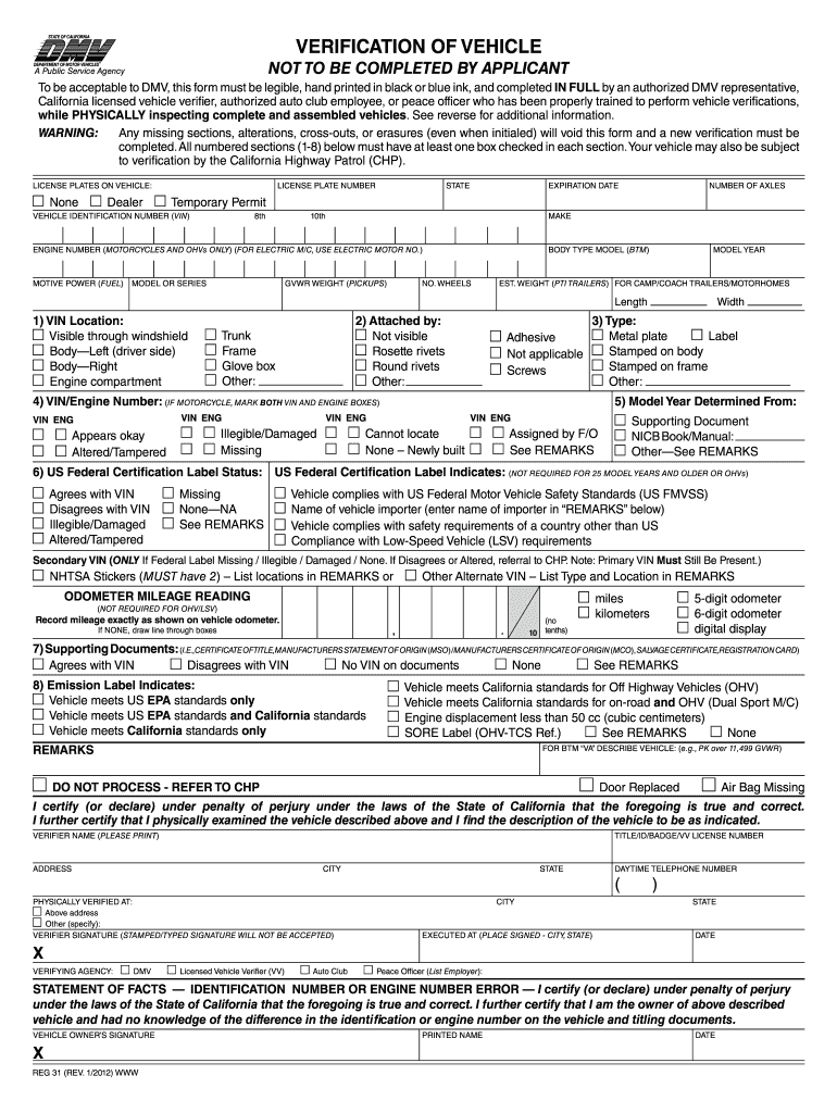 Reg 31  Form