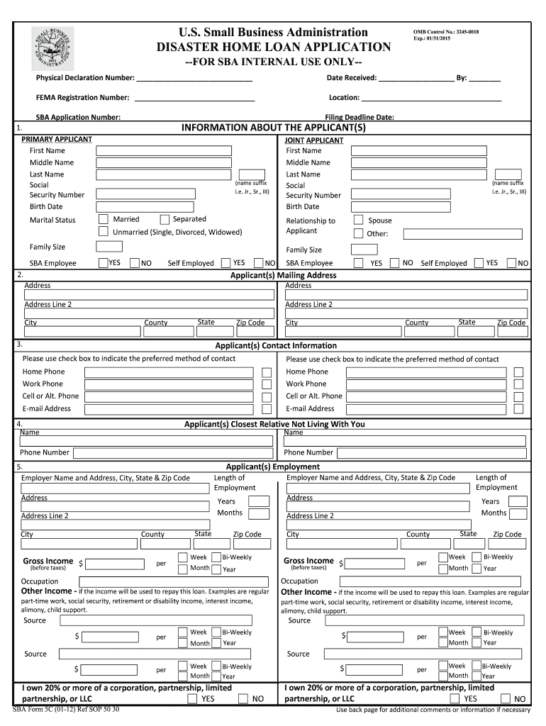  Online Filing Sba Form 5c 01 12 2018