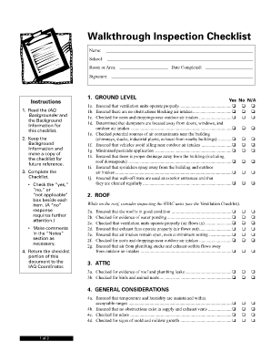 Walkthrough Inspection Checklist  Form