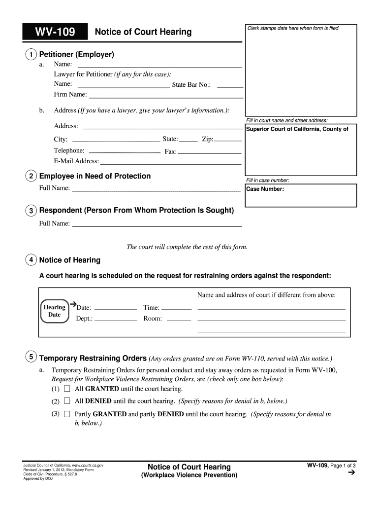 Wv 109  Form