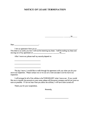 Notice Lease Termination  Form