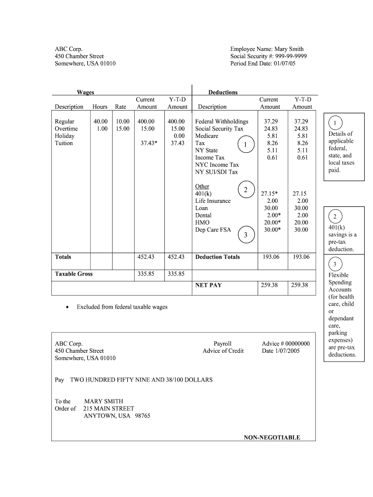 Nebraska Pay Stub Example Form