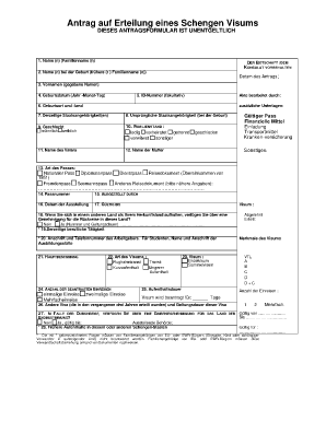 Antrag Auf Erteilung Eines Schengen Visums  Form