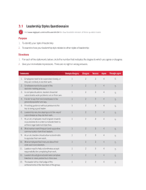 Leadership Style Questionnaire Printable  Form