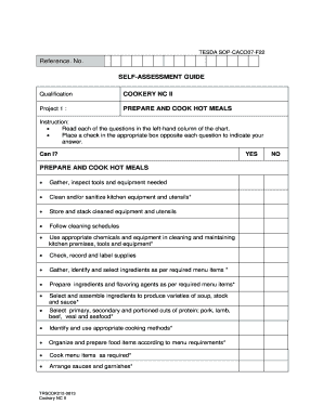 Tesda Cookery Nc Ii Reviewer PDF  Form