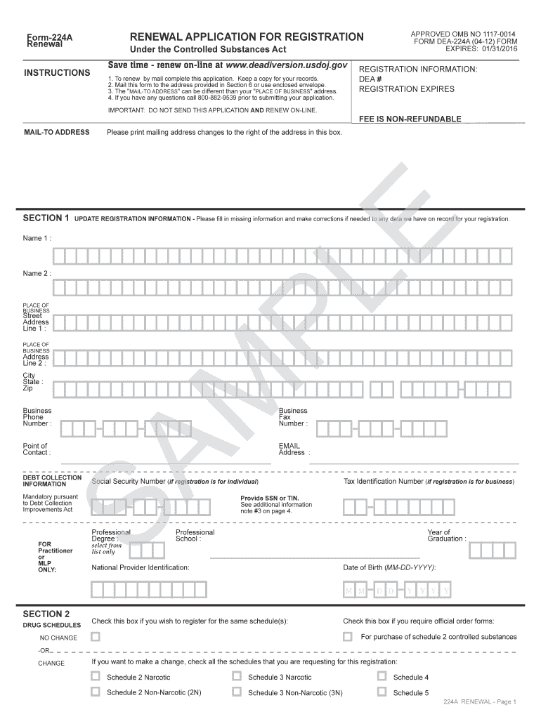 Dea Form 224a