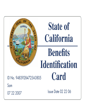 State of California Benefits Identification Card Website  Form