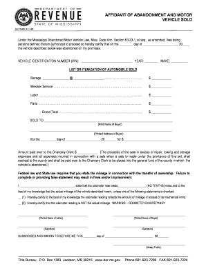 Affidavit of Abandonment  Form