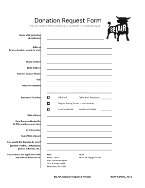 Donation Request Form Bel Air Cantina