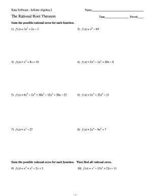 Rational Root Theorem Worksheet Answers  Form