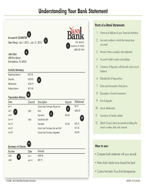 How to Read a Bank Statement Handout Right Track  Form